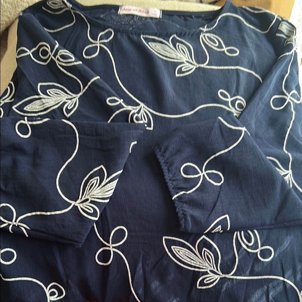 Ana & Rose Navy Blue Floral Top